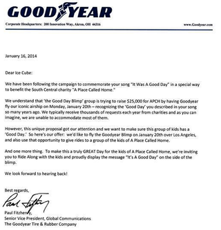Illustration for article titled Goodyear compromises with the powerful "Ice Cube's a pimp" lobby